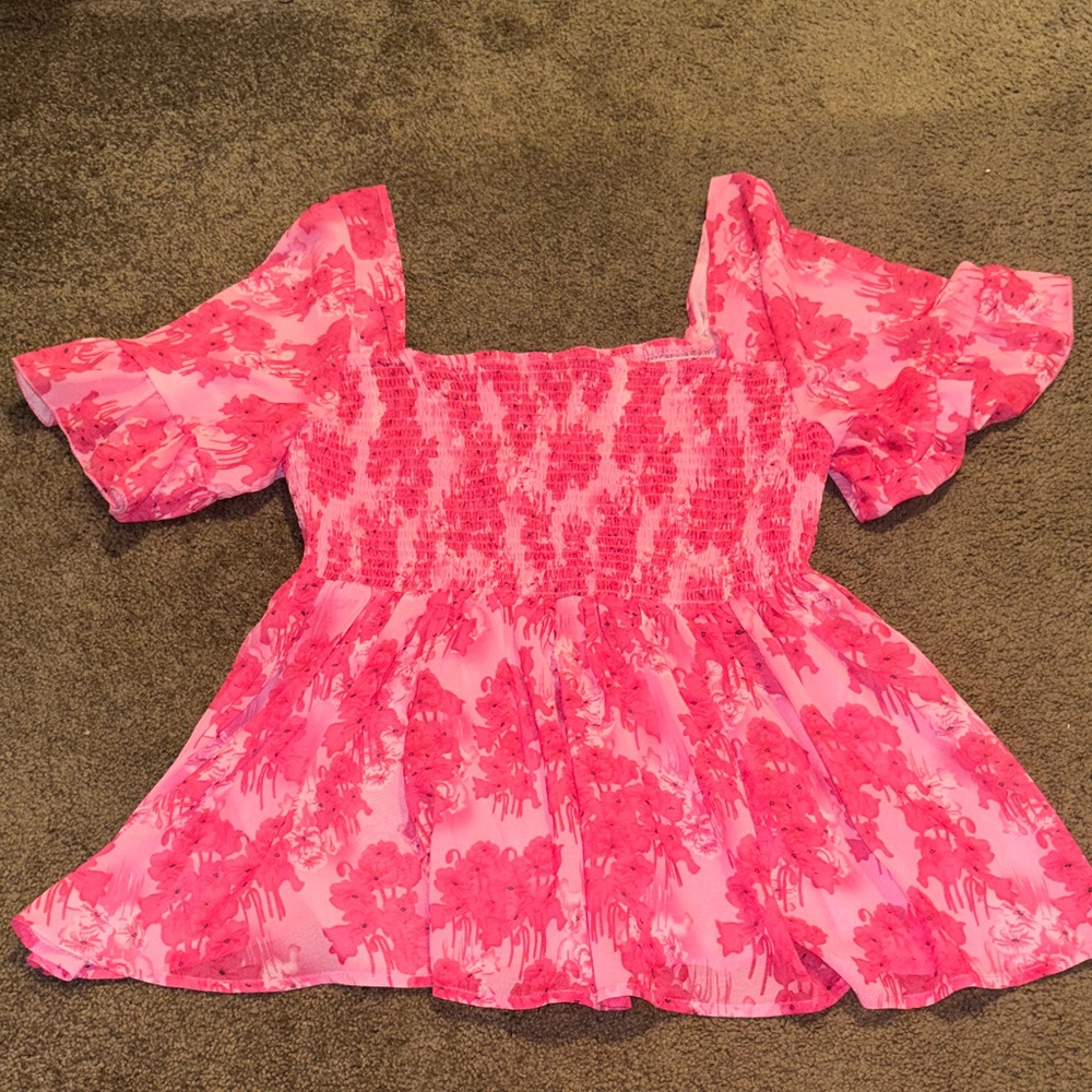 Pink Floral Off-Shoulder Top